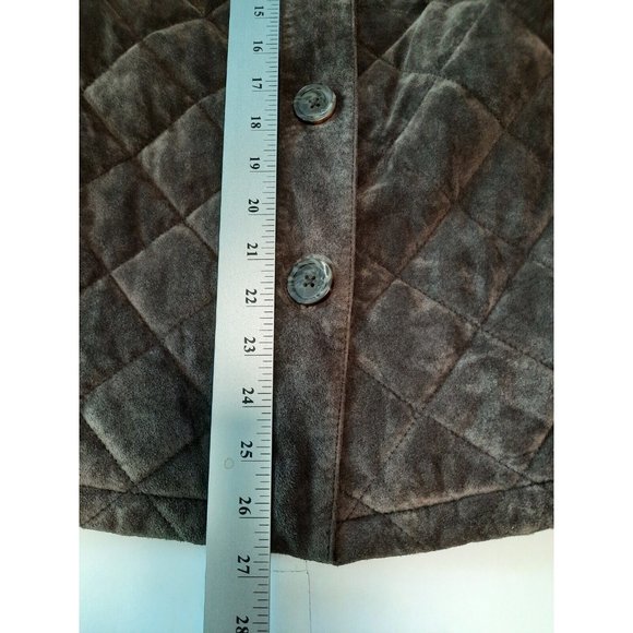 Eddie Bauer womens brown quilted button front heavy suede casual coat size S - Picture 8 of 10